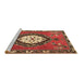 Sideview of Machine Washable Medallion Brown Traditional Rug, wshtr1397brn