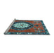 Sideview of Machine Washable Medallion Light Blue Traditional Rug, wshtr1397lblu