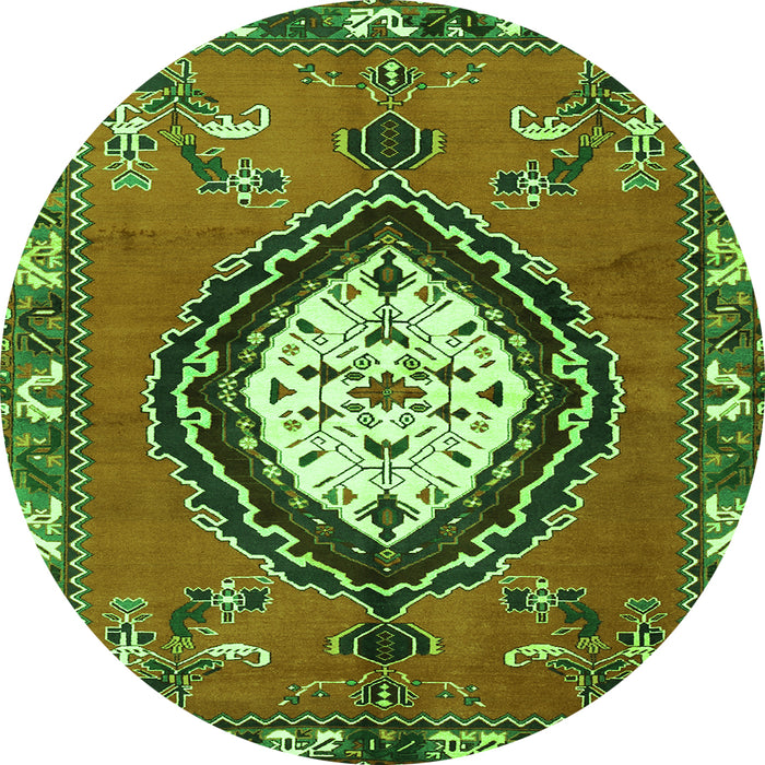 Machine Washable Medallion Green Traditional Area Rugs, wshtr1397grn