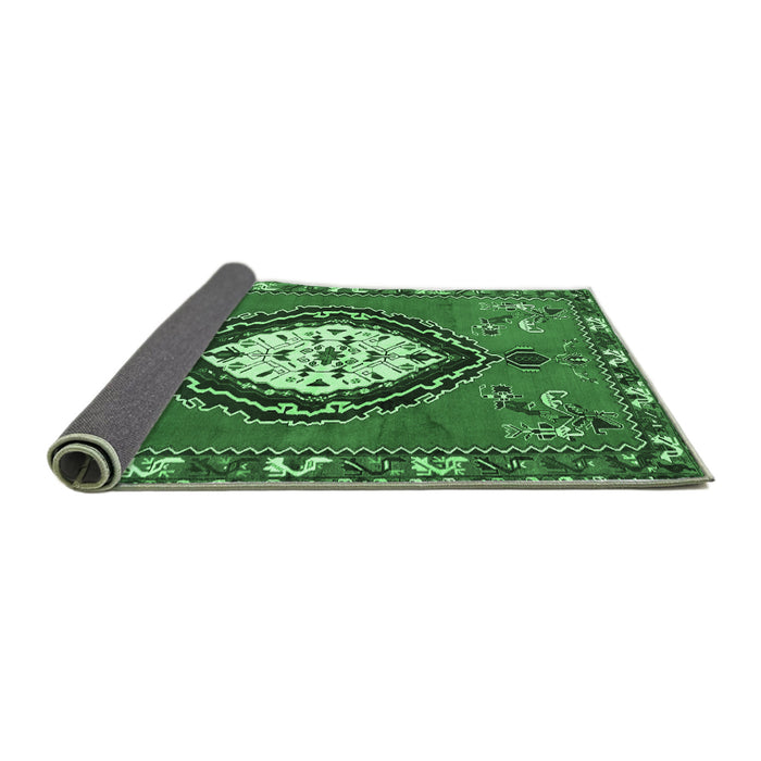 Sideview of Medallion Emerald Green Traditional Rug, tr1397emgrn