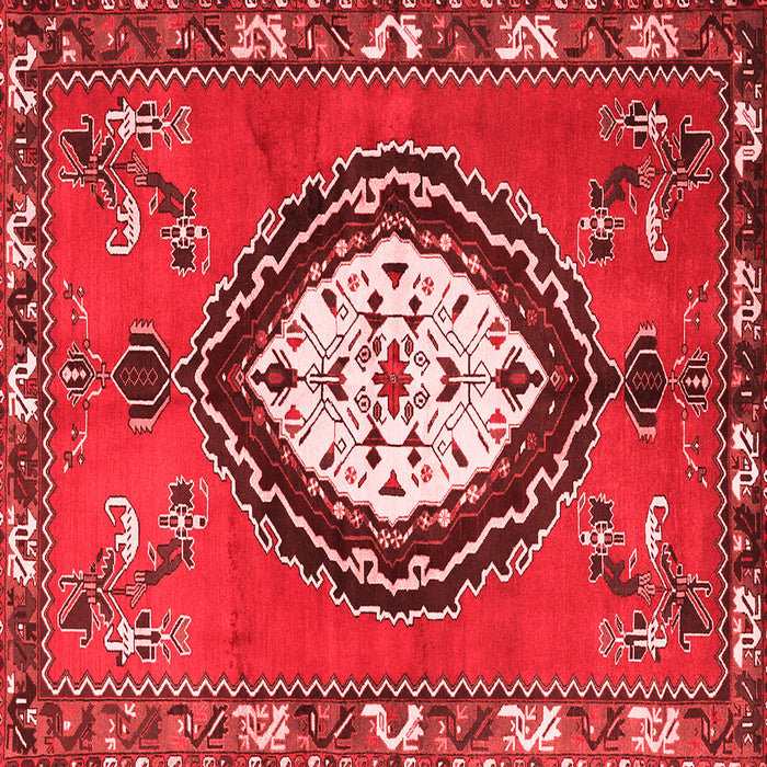 Machine Washable Medallion Red Traditional Rug, wshtr1397red