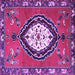 Square Machine Washable Medallion Purple Traditional Area Rugs, wshtr1397pur