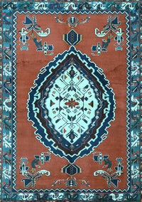 Medallion Light Blue Traditional Rug, tr1397lblu