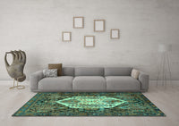 Machine Washable Persian Turquoise Traditional Rug, wshtr1398turq