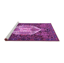 Sideview of Machine Washable Persian Purple Traditional Area Rugs, wshtr1398pur