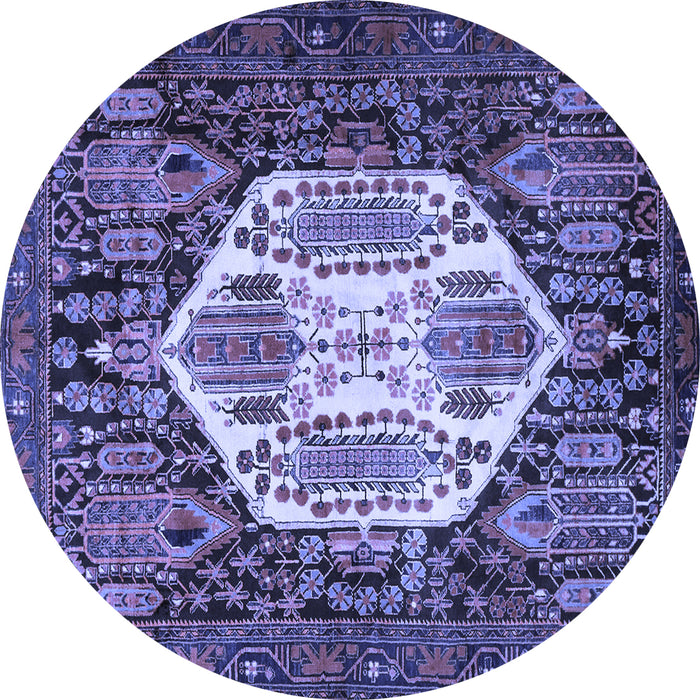 Round Persian Blue Traditional Rug, tr1398blu