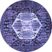 Round Persian Blue Traditional Rug, tr1398blu
