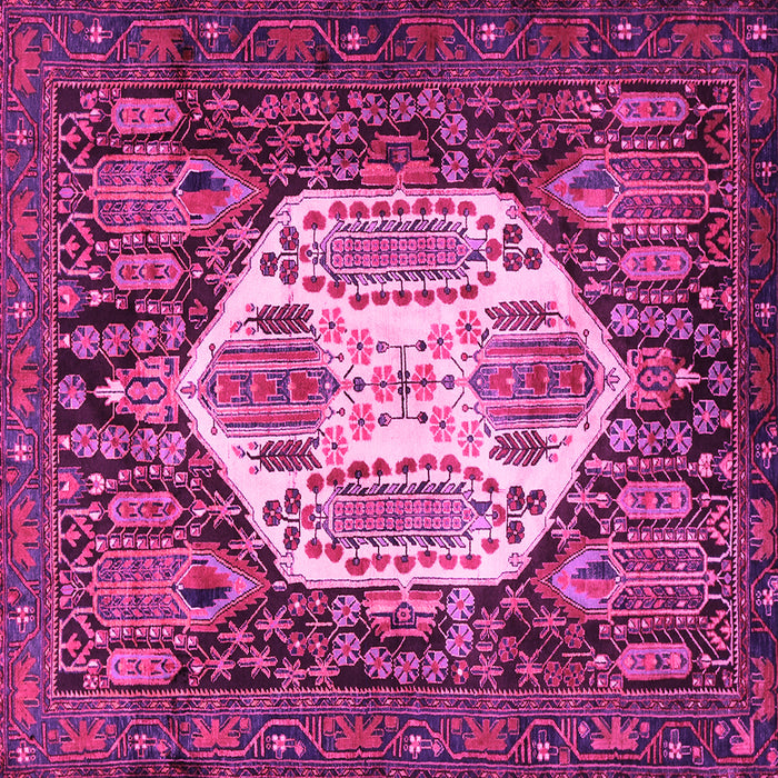 Square Machine Washable Persian Pink Traditional Rug, wshtr1398pnk