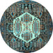 Round Persian Light Blue Traditional Rug, tr1398lblu