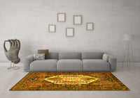 Machine Washable Persian Yellow Traditional Rug, wshtr1398yw