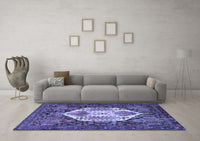 Machine Washable Persian Blue Traditional Rug, wshtr1398blu