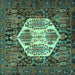 Square Persian Turquoise Traditional Rug, tr1398turq