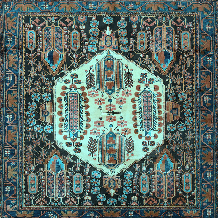 Square Machine Washable Persian Light Blue Traditional Rug, wshtr1398lblu