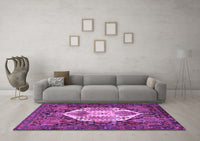 Machine Washable Persian Purple Traditional Rug, wshtr1398pur