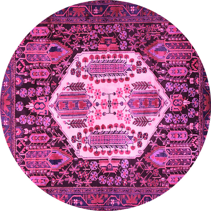 Round Persian Pink Traditional Rug, tr1398pnk