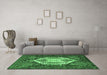 Machine Washable Persian Emerald Green Traditional Area Rugs in a Living Room,, wshtr1398emgrn