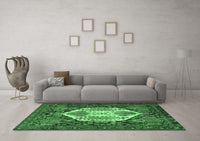 Machine Washable Persian Emerald Green Traditional Rug, wshtr1398emgrn