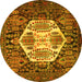 Round Machine Washable Persian Yellow Traditional Rug, wshtr1398yw