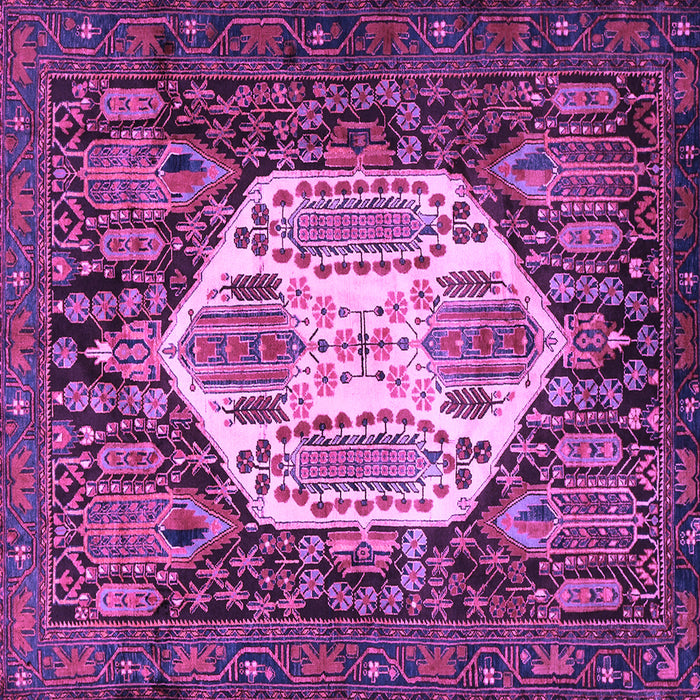 Square Machine Washable Persian Purple Traditional Area Rugs, wshtr1398pur