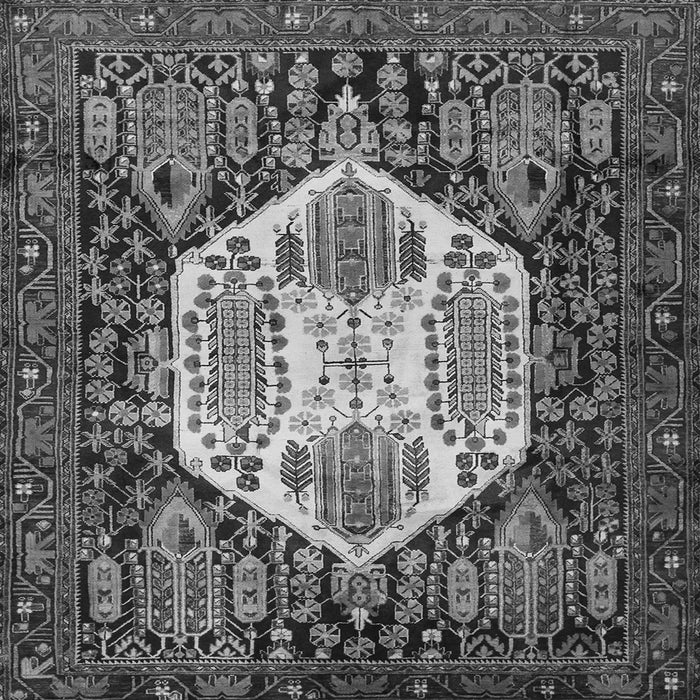Round Machine Washable Persian Gray Traditional Rug, wshtr1398gry