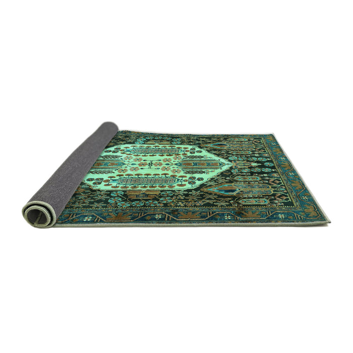 Sideview of Persian Turquoise Traditional Rug, tr1398turq