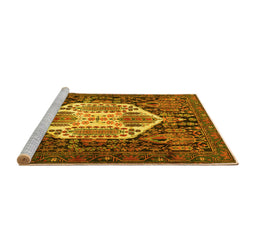Sideview of Machine Washable Persian Yellow Traditional Rug, wshtr1398yw
