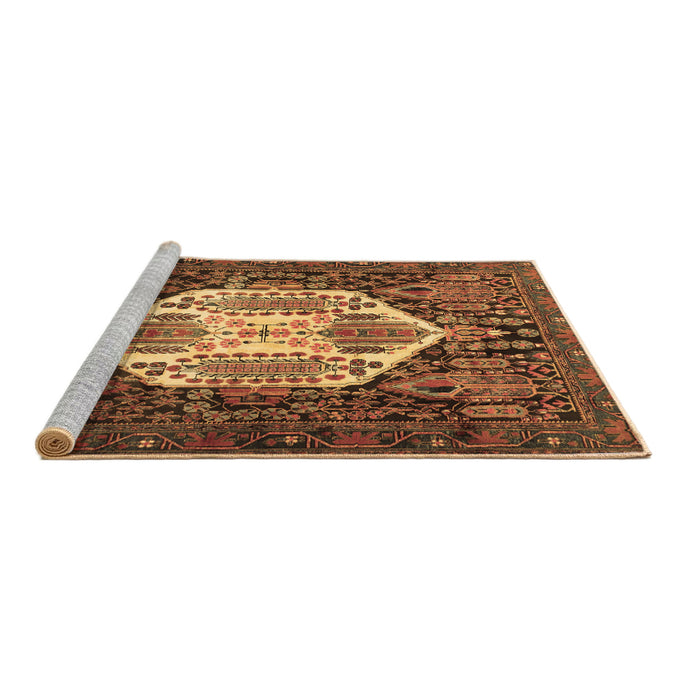 Sideview of Machine Washable Persian Brown Traditional Rug, wshtr1398brn