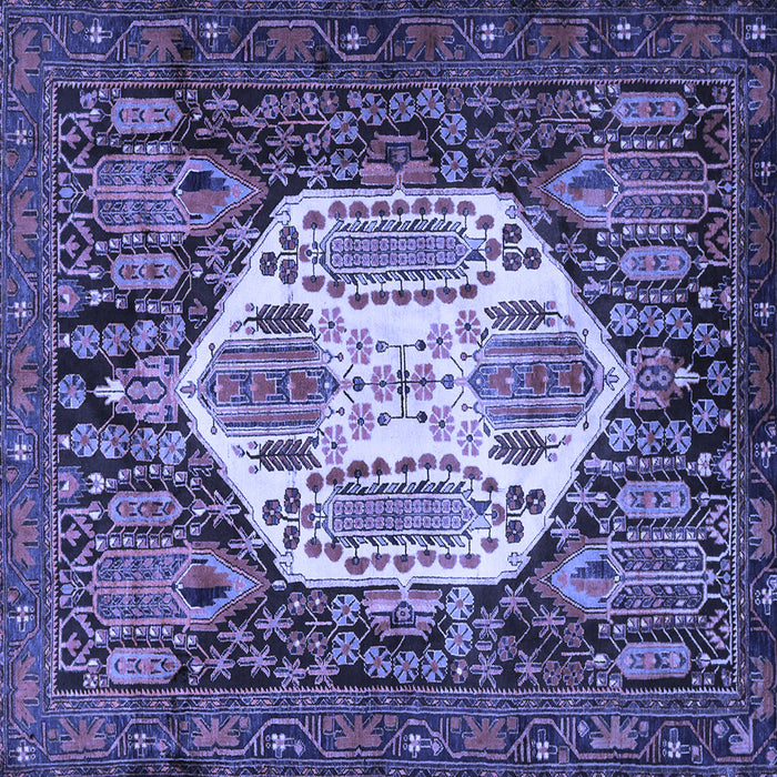 Square Persian Blue Traditional Rug, tr1398blu