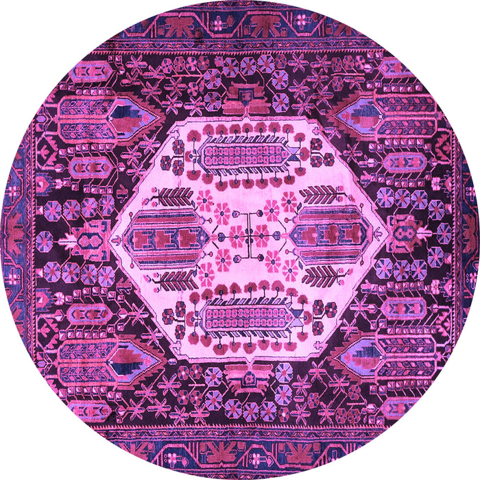 Round Persian Purple Traditional Rug, tr1398pur
