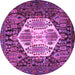 Round Machine Washable Persian Purple Traditional Area Rugs, wshtr1398pur