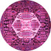 Round Machine Washable Persian Pink Traditional Rug, wshtr1398pnk