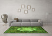 Machine Washable Persian Green Traditional Area Rugs in a Living Room,, wshtr1398grn