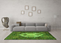 Machine Washable Persian Green Traditional Rug, wshtr1398grn