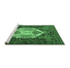 Sideview of Machine Washable Persian Emerald Green Traditional Area Rugs, wshtr1398emgrn