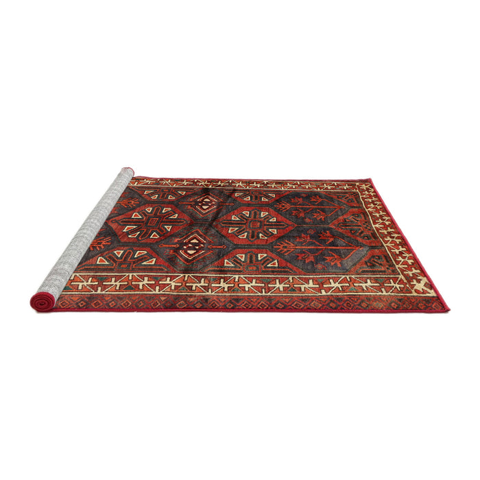 Sideview of Machine Washable Traditional Tomato Red Rug, wshtr1399