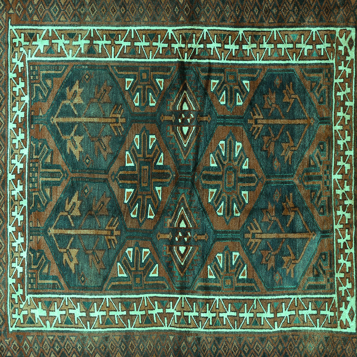 Square Persian Turquoise Traditional Rug, tr1399turq