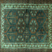 Square Persian Turquoise Traditional Rug, tr1399turq