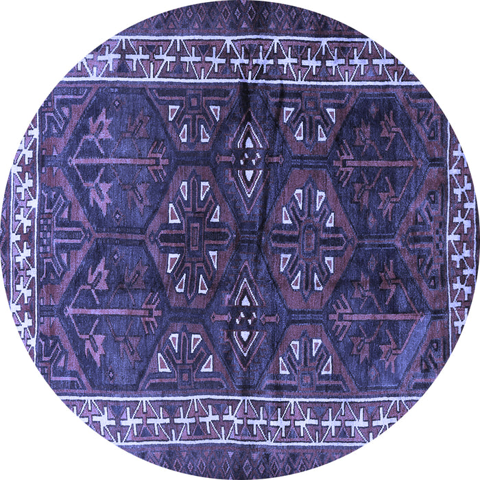 Round Persian Blue Traditional Rug, tr1399blu