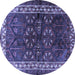 Round Persian Blue Traditional Rug, tr1399blu