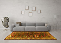 Machine Washable Persian Yellow Traditional Rug in a Living Room, wshtr1399yw