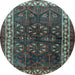 Round Persian Light Blue Traditional Rug, tr1399lblu