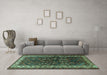 Machine Washable Persian Turquoise Traditional Area Rugs in a Living Room,, wshtr1399turq