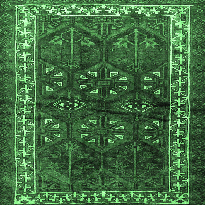 Square Machine Washable Persian Emerald Green Traditional Area Rugs, wshtr1399emgrn