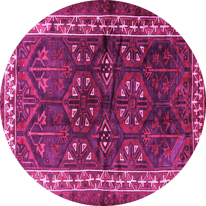 Round Machine Washable Persian Pink Traditional Rug, wshtr1399pnk