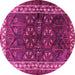 Round Machine Washable Persian Pink Traditional Rug, wshtr1399pnk