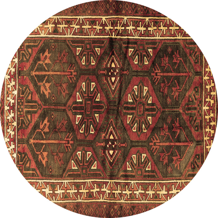 Round Persian Brown Traditional Rug, tr1399brn