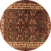 Round Persian Brown Traditional Rug, tr1399brn