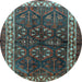 Round Machine Washable Persian Light Blue Traditional Rug, wshtr1399lblu