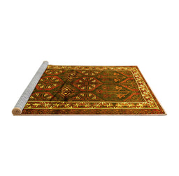 Sideview of Machine Washable Persian Yellow Traditional Rug, wshtr1399yw