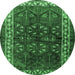 Round Persian Emerald Green Traditional Rug, tr1399emgrn